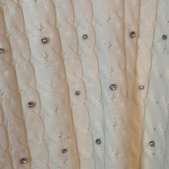 Better Be Cream Cable Knit Sweater with Embellishments Size Large - Picture 2 of 4